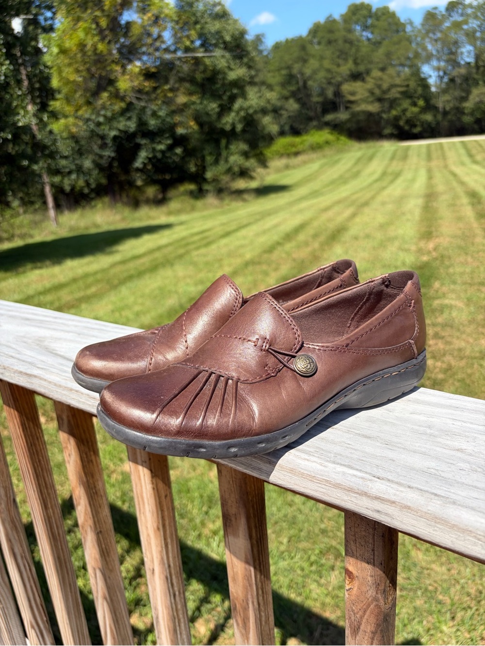Cobb Hill by New Balance Paulette Shoes Womens 7M Slip On CAG01 Leather Brown